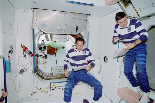 NASA image: Newman and Cabana in the Node 1/Unity module