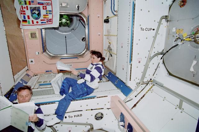 NASA image: Currie and Ross in the Node 1/Unity module
