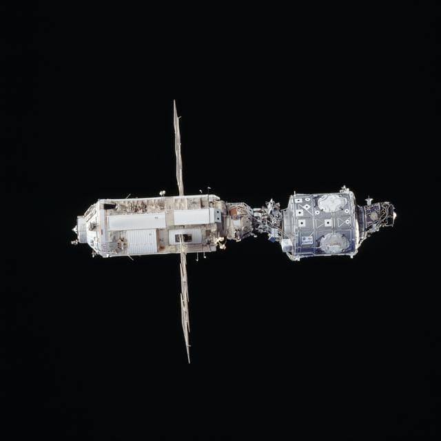 NASA image: Starboard-Zenith (+YA, -ZA) side of Node 1/Unity and FGB/Zarya