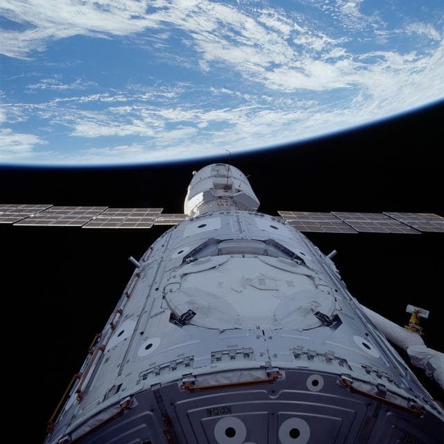 NASA image: View of the FGB/Zarya and Node 1/Unity modules in the payload bay