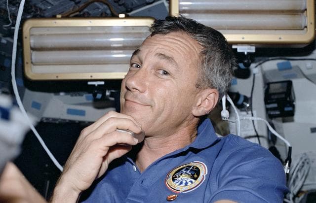 NASA image: Cdr. Wilcutt shaves onboard Endeavour