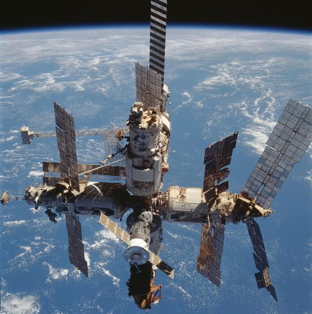 NASA image: Full views of Mir Space Station after undocking during flyaround