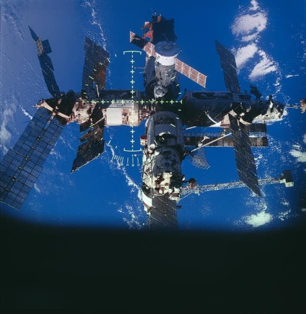 NASA image: Full views of Mir Space Station after undocking during flyaround
