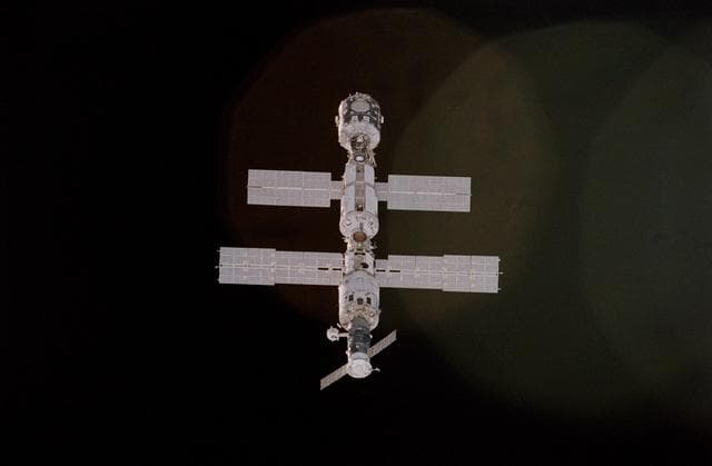 NASA image: View of ISS during rendezvous and docking maneuvers