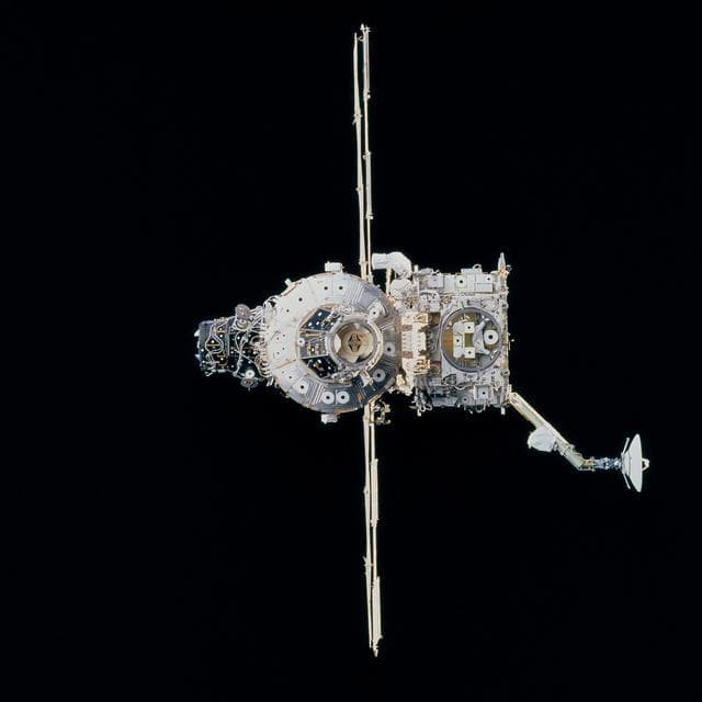 NASA image: Post-undocking view of Z1, PMA2, PMA3 and Node 1 during STS-92/3A