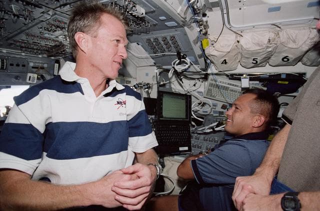 NASA image: Jett, Tanner and Noriega work on the aft flight deck during STS-97