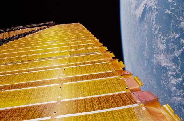 NASA image: P6 Truss, Photovoltaic (PV) Solar Array Wing (SAW)