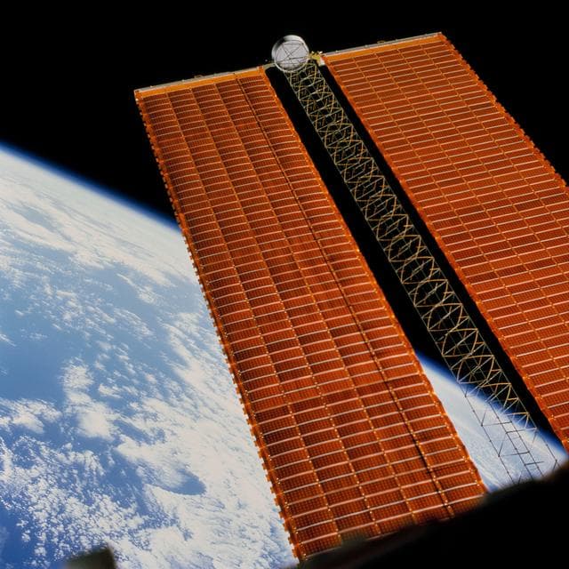 NASA image: Views of the starboard P6 Truss solar array during STS-97