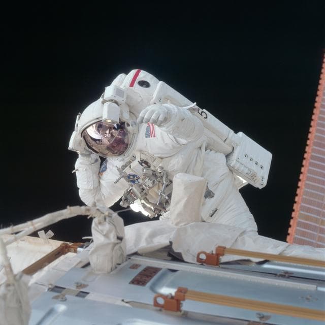 NASA image: View of MS Tanner working on Unity during the third EVA of STS-97