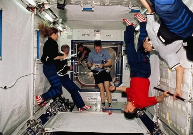 NASA image: Expedition One and STS-98 crew in U.S. Laboratory