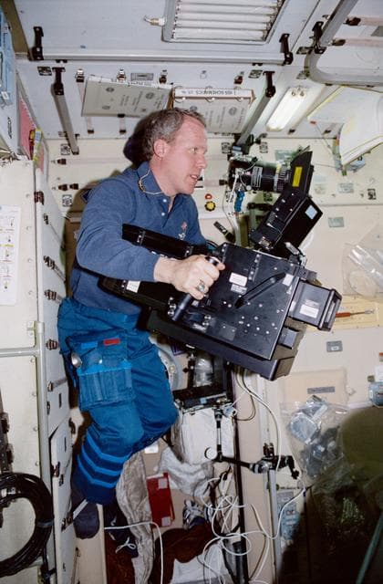 NASA image: Jones films with the IMAX Camera in Zvezda SM
