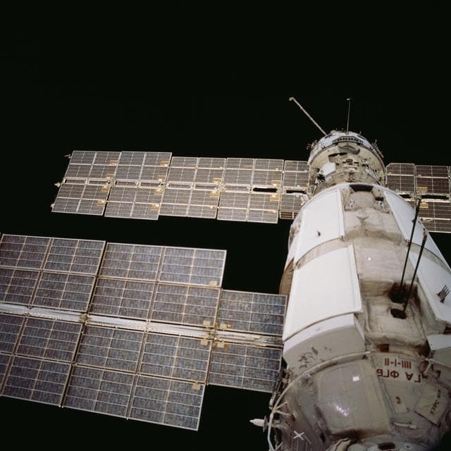 View looking up nadir side of ISS to SM