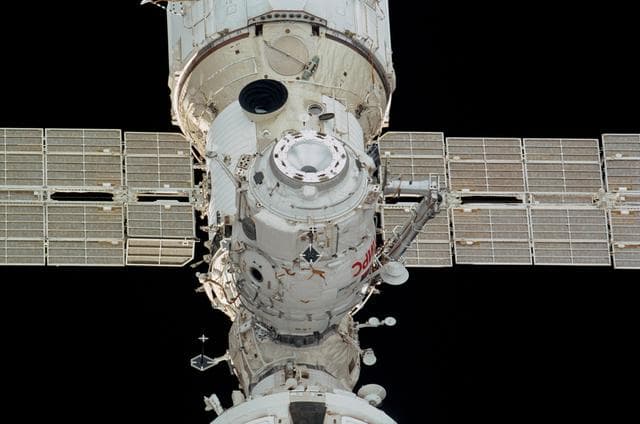 NASA image: View of the Service Module and Pirs taken during STS-108