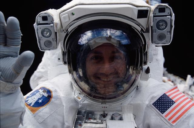 NASA image: EVA 2 - MS Massimino at aft flight deck window