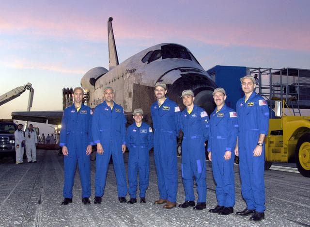 NASA image: STS-109 crew poses for photo after landing