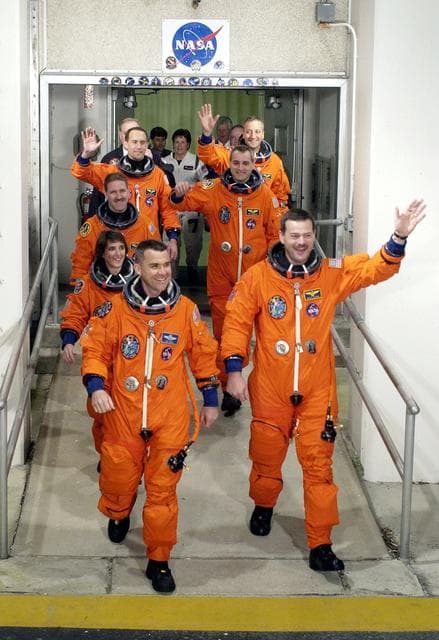 STS-109 crew walkout to van
