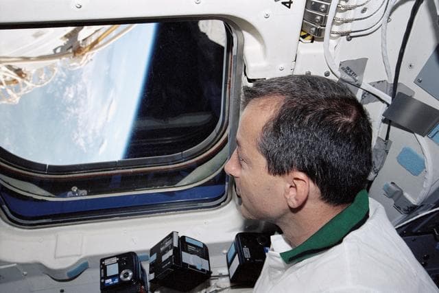 NASA image: Perrin peers through Endeavour's AFD window to view the Earth's limb during STS-111