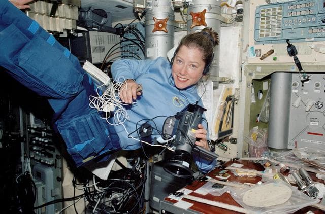 NASA image: STS-112 PLT Melroy in Zvezda Service module with video camera