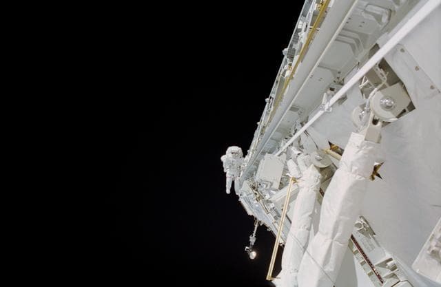 NASA image: Lopez-Alegria during STS-113 EVA 3