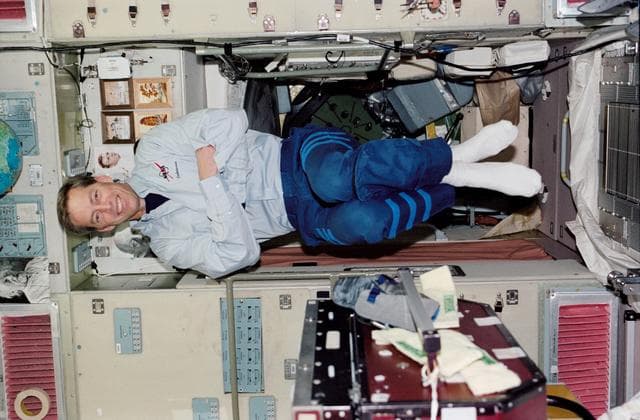 NASA image: Wetherbee poses in the Zvezda SM during STS-113