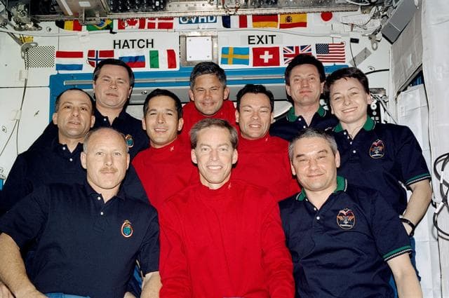 STS-113, Expedition Five and Six In-flight Crew Portrait in the U.S. Laboratory for STS-113