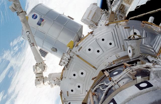 NASA image: Forward side of MPLM during EVA 1