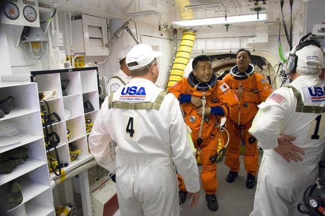 NASA image: STS-119 Astronaut White Room Launch Prep