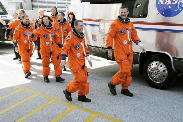NASA image: STS-125 Crew Members head for Launch Pad 39A