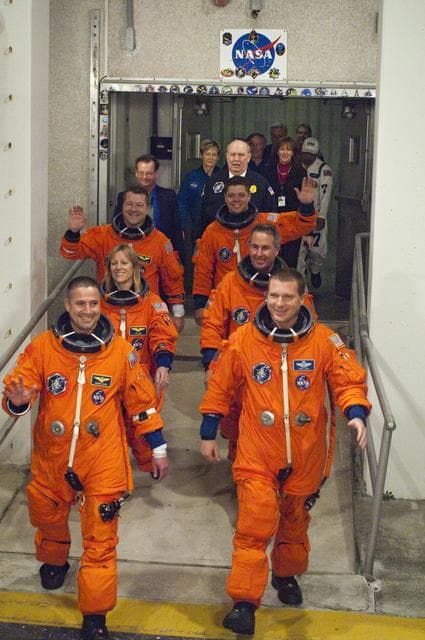 NASA image: STS-130 Crew Walkout to Astrovan