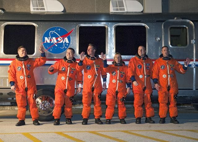 NASA image: STS-130 Crew Walkout to Astrovan