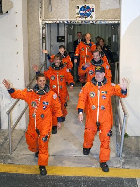 NASA image: STS-131 Crew Walkout at Kennedy Space Center (KSC)