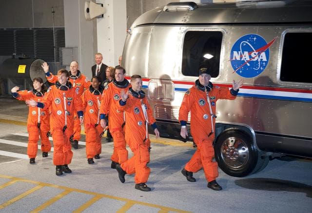 NASA image: STS-131 Crew Walkout at Kennedy Space Center (KSC)