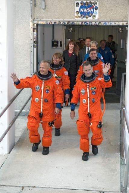 NASA image: STS-135 Crew Walkout to Astrovan