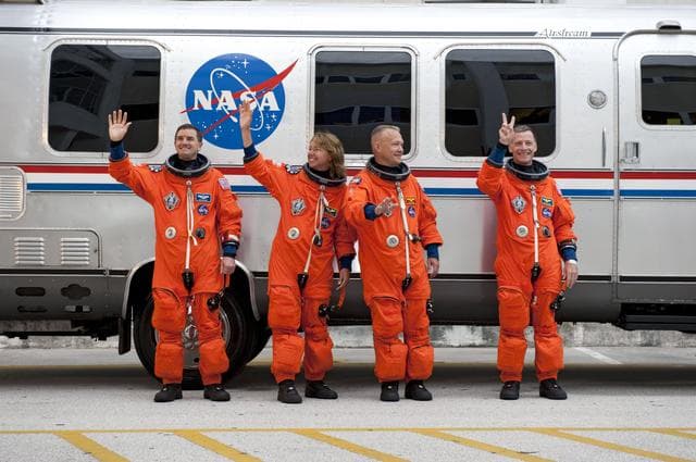NASA image: STS-135 Crew Walkout to Astrovan