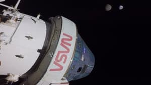 NASA image: Flight Day 13: Orion Looks Back at Moon and Earth